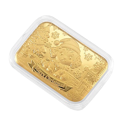 24K Golden Christmas Santa’s Puppy Emboss Sheet (31x45.5mm) 10mg