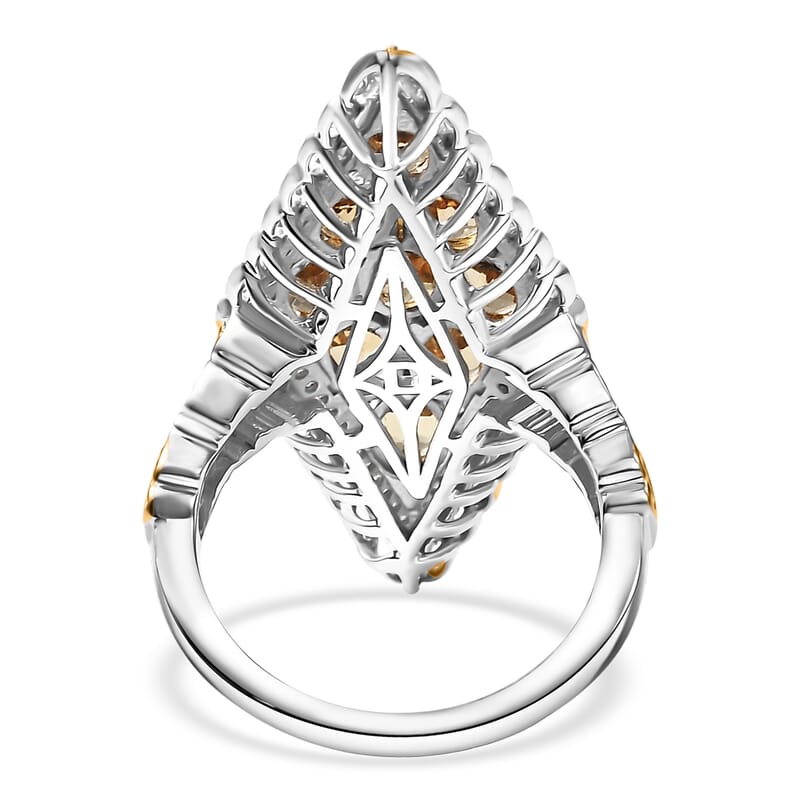 D'Joy Premium Marialite and Moissanite 3.90 ctw  Ring in 18K Vermeil YG and Rhodium Over Sterling Silver (Size 8.0)
