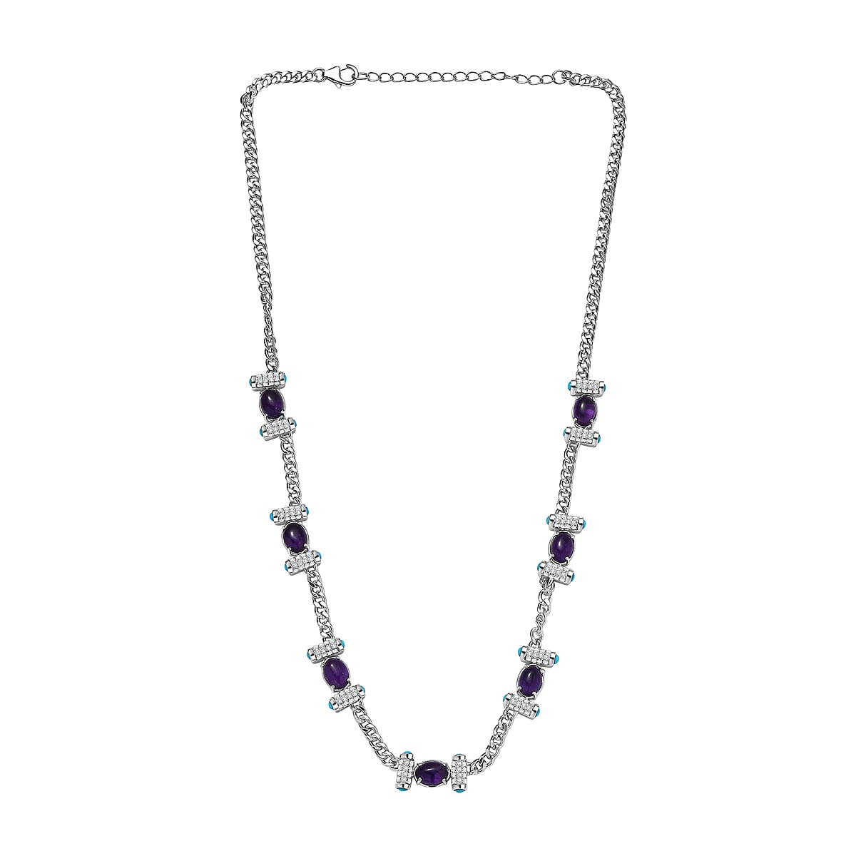 GP Royal Art Deco Premium African Amethyst and Multi Gemstone 14.10 ctw Necklace in 18K Vermeil Yellow Gold Over Sterling Silver 18-20 Inches  image number 4