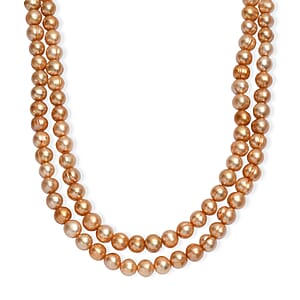 Golden Dyed Pearl Endless Necklace (42 Inches)