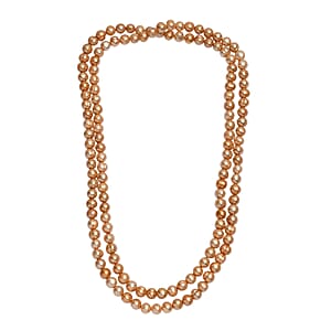 Golden Dyed Pearl Endless Necklace (42 Inches)