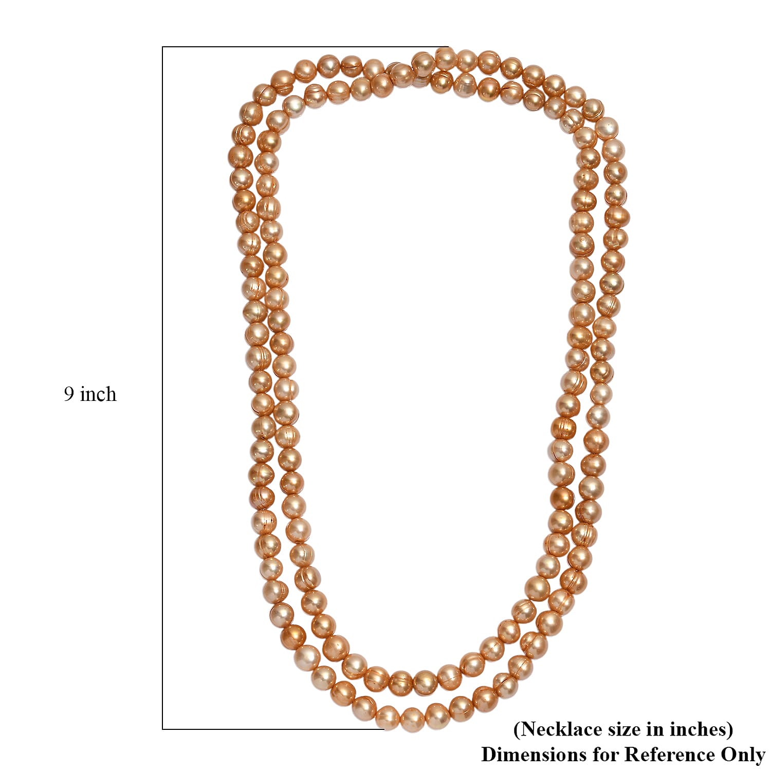 Golden Dyed Pearl Endless Necklace (42 Inches)