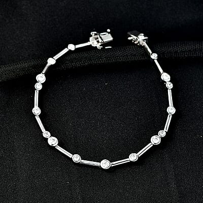 EverTrue Moissanite 1.10 ctw Fancy Bracelet in Platinum Bond (7.50 In)