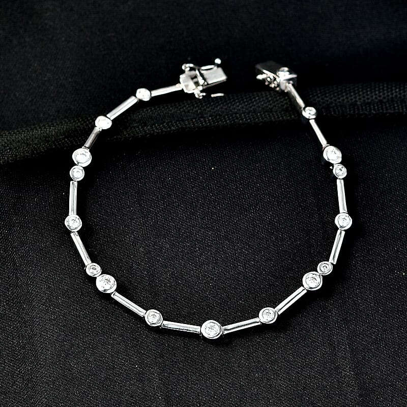 EverTrue Moissanite 1.10 ctw Fancy Bracelet in Platinum Bond (7.50 In)