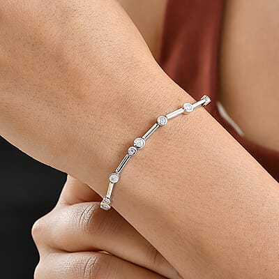 EverTrue Moissanite 1.10 ctw Fancy Bracelet in Platinum Bond (7.50 In)