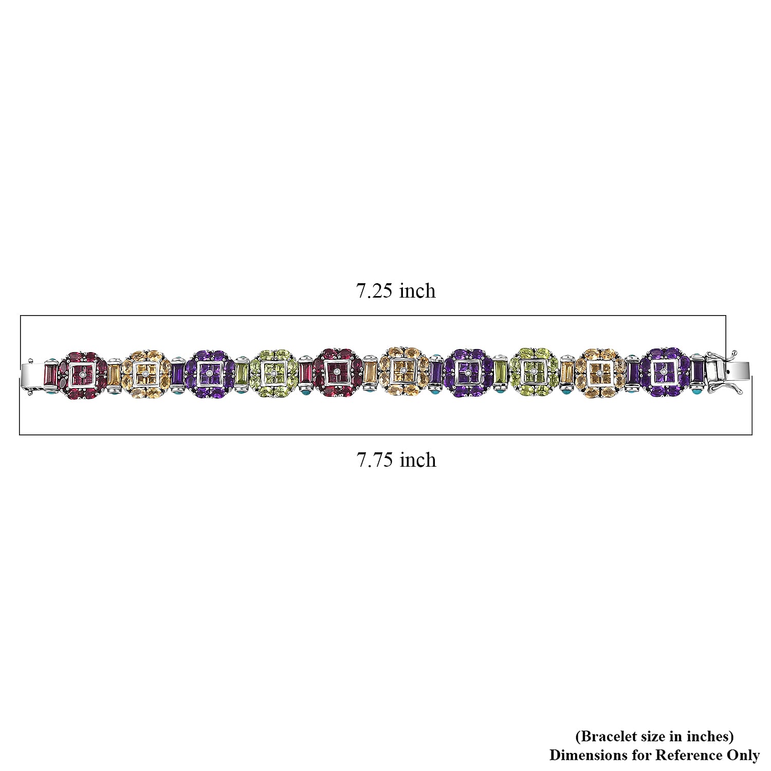 GP Italian Garden Collection Multi Gemstone 29.00 ctw Bracelet in Rhodium Over Sterling Silver (7.25 In)