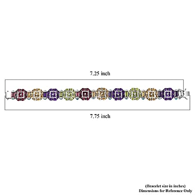 GP Italian Garden Collection Multi Gemstone 29.00 ctw Bracelet in Rhodium Over Sterling Silver (7.25 In)