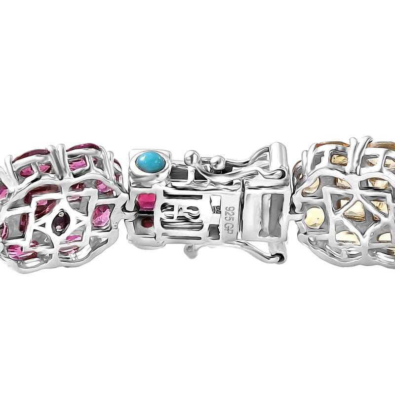 GP Italian Garden Collection Multi Gemstone 26.25 ctw Bracelet in Rhodium Over Sterling Silver (6.50 In)