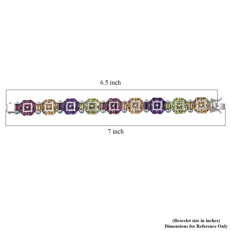 GP Italian Garden Collection Multi Gemstone 26.25 ctw Bracelet in Rhodium Over Sterling Silver (6.50 In)
