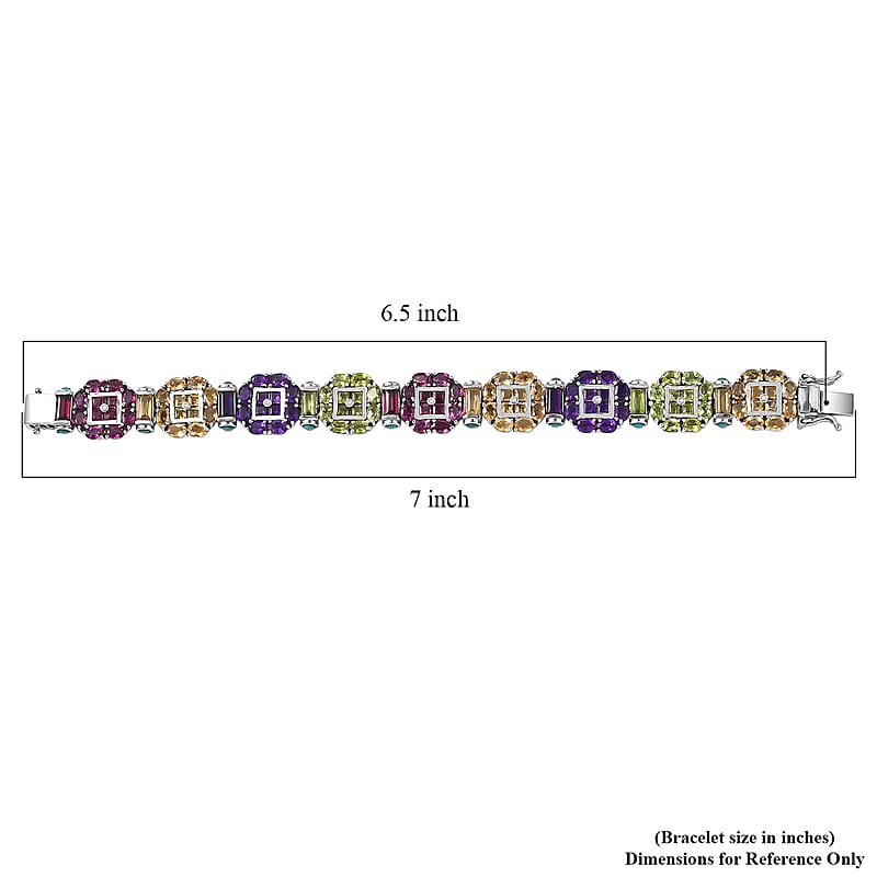 GP Italian Garden Collection Multi Gemstone 26.25 ctw Bracelet in Rhodium Over Sterling Silver (6.50 In)