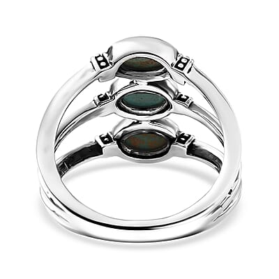 D'Joy Artisan Crafted Royston Turquoise Ring in Black Oxidised Sterling Silver 1.60 ctw (Size 10.0)