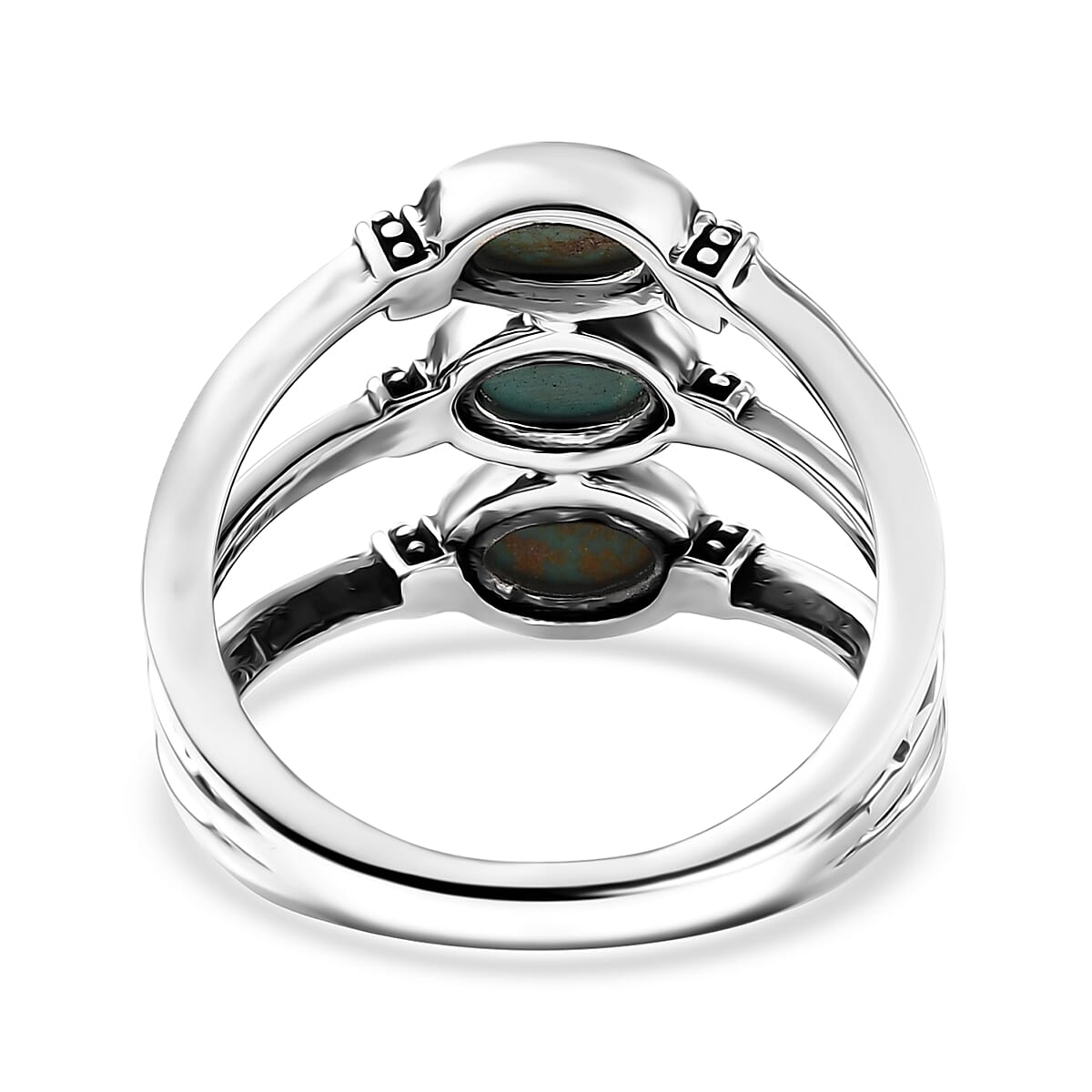 D'Joy Artisan Crafted Royston Turquoise Ring in Black Oxidised Sterling Silver 1.60 ctw (Size 5.0) image number 4