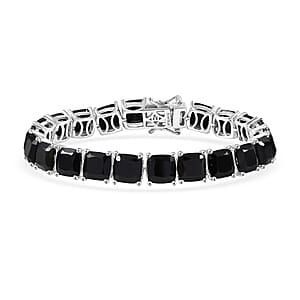 EverTrue Thai Black Spinel 39.80 ctw Royal Midnight Tennis Bracelet in Platinum Bond (6.50 In)