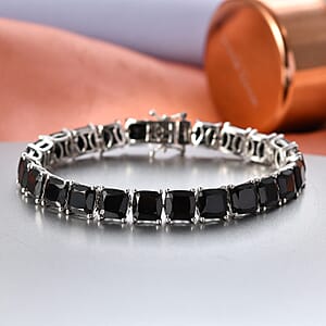 EverTrue Thai Black Spinel 39.80 ctw Royal Midnight Tennis Bracelet in Platinum Bond (6.50 In)