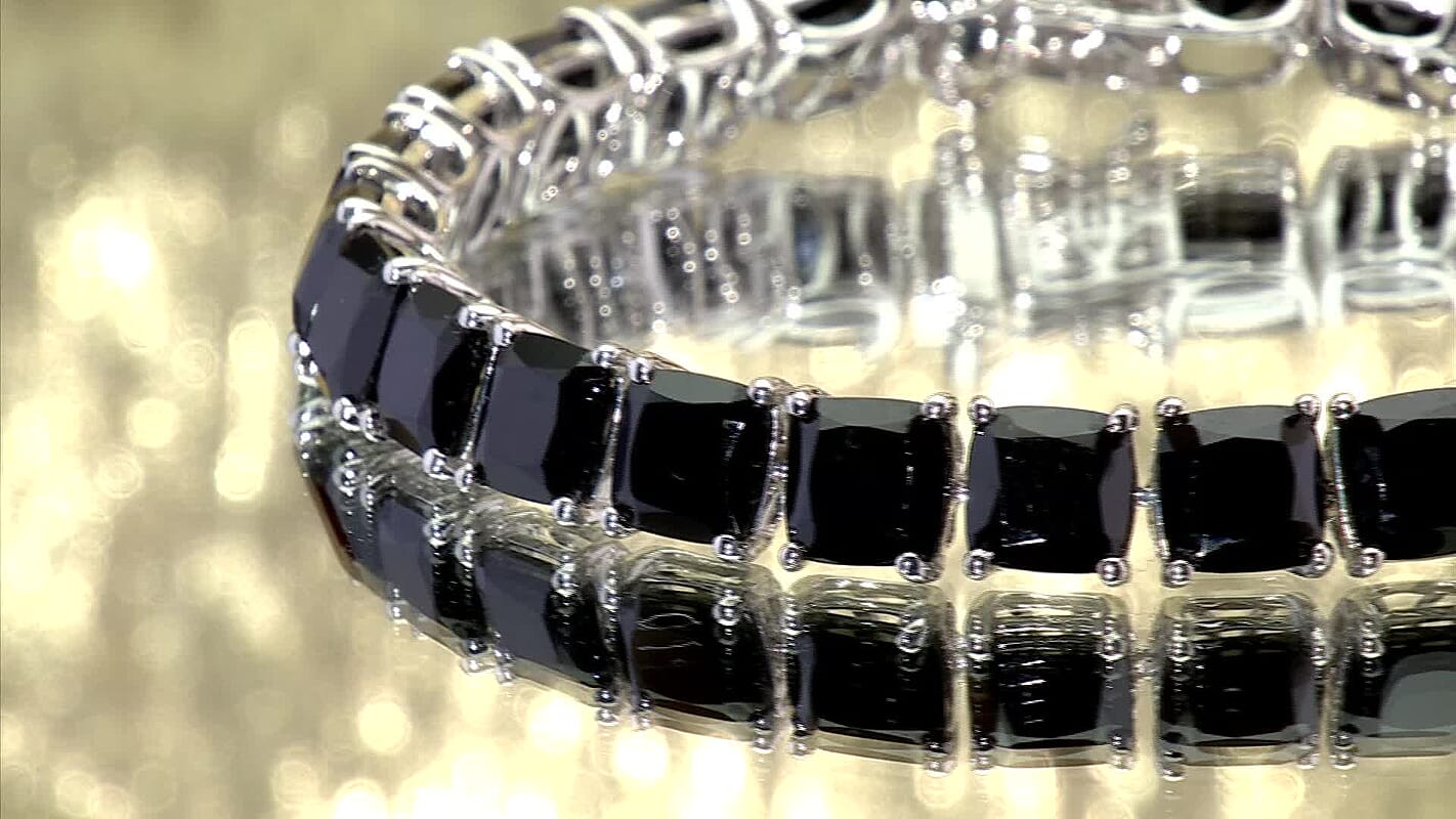 EverTrue Thai Black Spinel Royal Midnight Tennis Bracelet in Platinum Bond (6.50 In) 39.80 ctw
