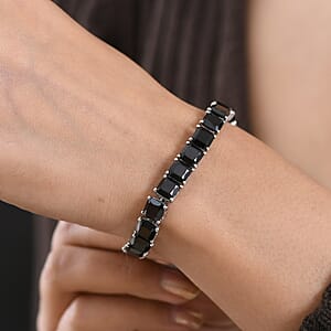 EverTrue Thai Black Spinel 39.80 ctw Royal Midnight Tennis Bracelet in Platinum Bond (6.50 In)