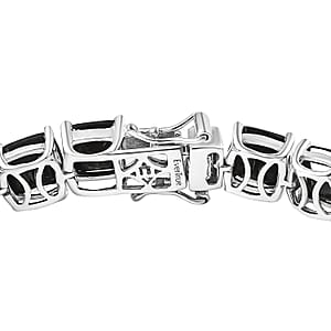 EverTrue Thai Black Spinel 39.80 ctw Royal Midnight Tennis Bracelet in Platinum Bond (6.50 In)