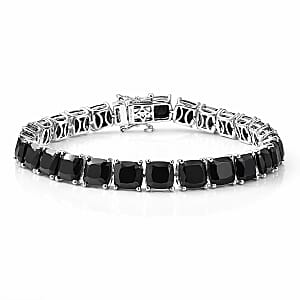 EverTrue Thai Black Spinel 49.25 ctw Royal Midnight Tennis Bracelet in Platinum Bond (8.00 In)