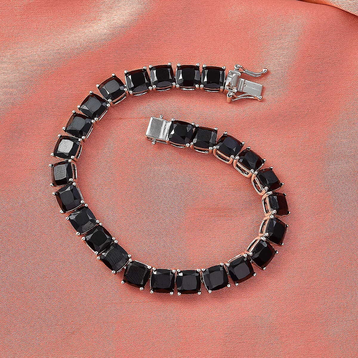 EverTrue Thai Black Spinel 49.25 ctw Royal Midnight Tennis Bracelet in Platinum Bond (8.00 In) image number 1