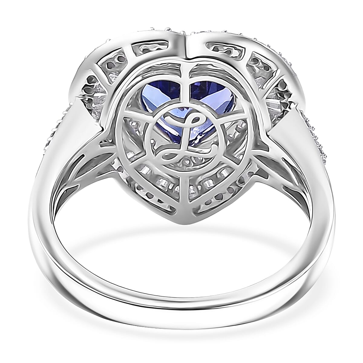 Luxoro 10K White Gold AAA Tanzanite, Diamond (I2) (0.74 cts) Evening Majesty Heart Ring (Size 10.0) (4 g) 2.70 ctw image number 4