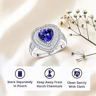 Luxoro AAA Tanzanite, Diamond Ring in 10K White Gold 2.70 ctw (Size 10.0)