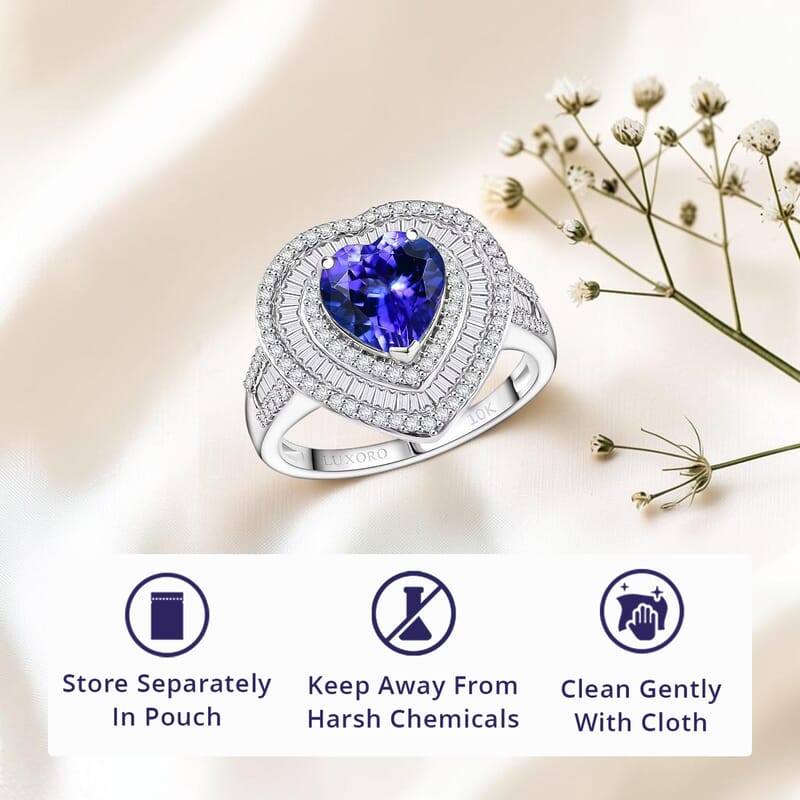 Luxoro AAA Tanzanite, Diamond Ring in 10K White Gold 2.70 ctw (Size 10.0)