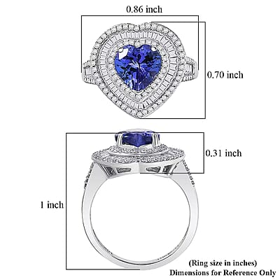 Luxoro AAA Tanzanite, Diamond Ring in 10K White Gold 2.70 ctw (Size 10.0)