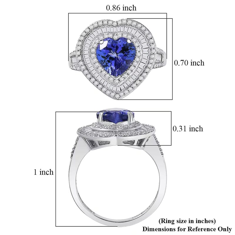 Luxoro AAA Tanzanite, Diamond Ring in 10K White Gold 2.70 ctw (Size 10.0)