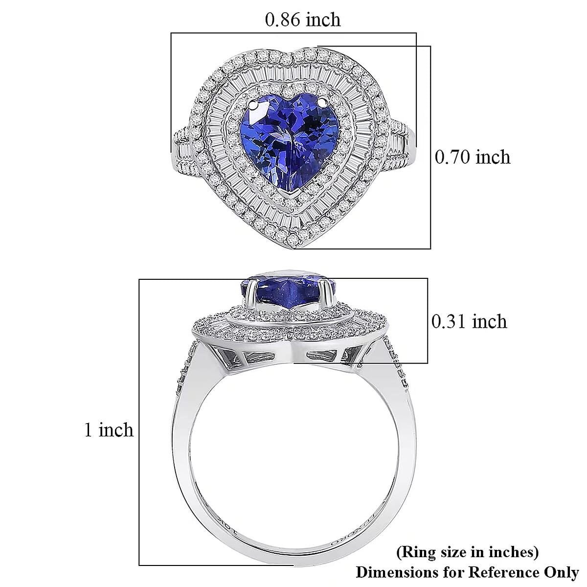 Luxoro AAA Tanzanite, Diamond Ring in 10K White Gold 2.70 ctw (Size 6.5) image number 5