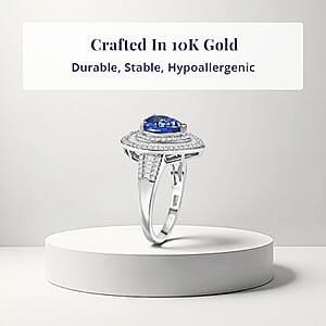 Luxoro AAA Tanzanite, Diamond Ring in 10K White Gold 2.70 ctw (Size 9.5)