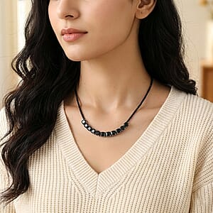 EverTrue Thai Black Spinel 50.00 ctw Royal Midnight Necklace in Platinum Bond 18-20 Inches