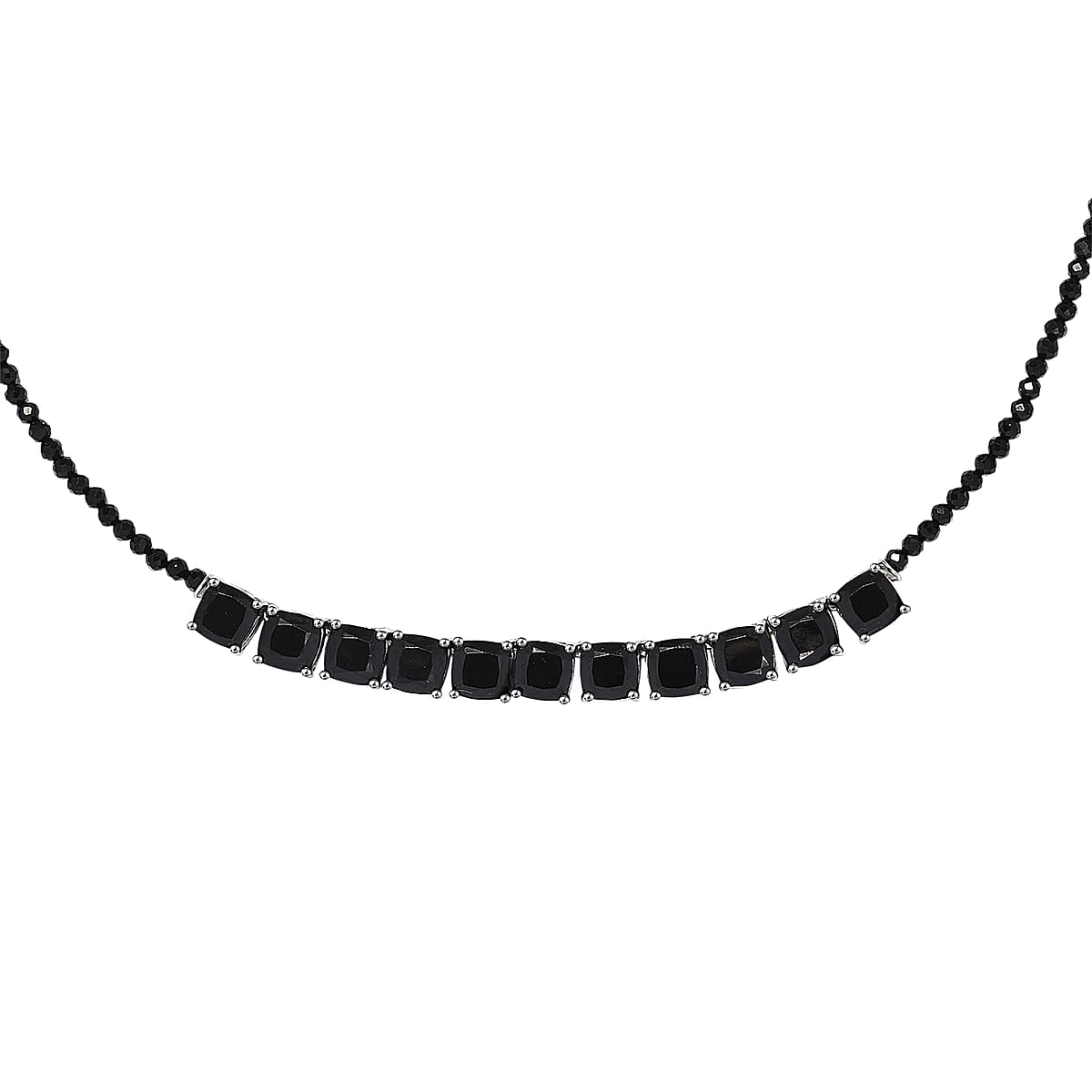 EverTrue Thai Black Spinel 50.00 ctw Royal Midnight Necklace in Platinum Bond 18-20 Inches image number 3