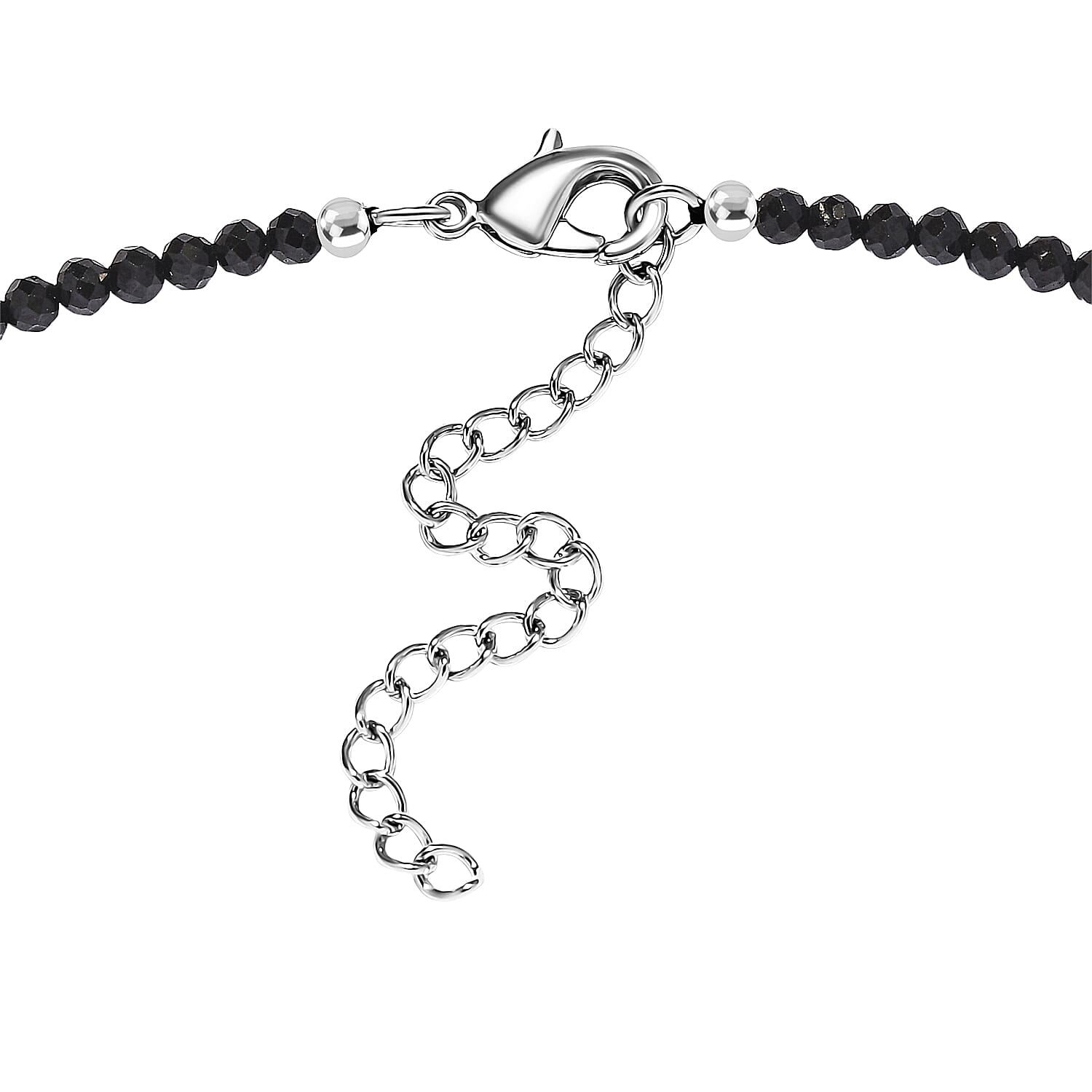 EverTrue Thai Black Spinel 50.00 ctw Royal Midnight Necklace in Platinum Bond 18-20 Inches