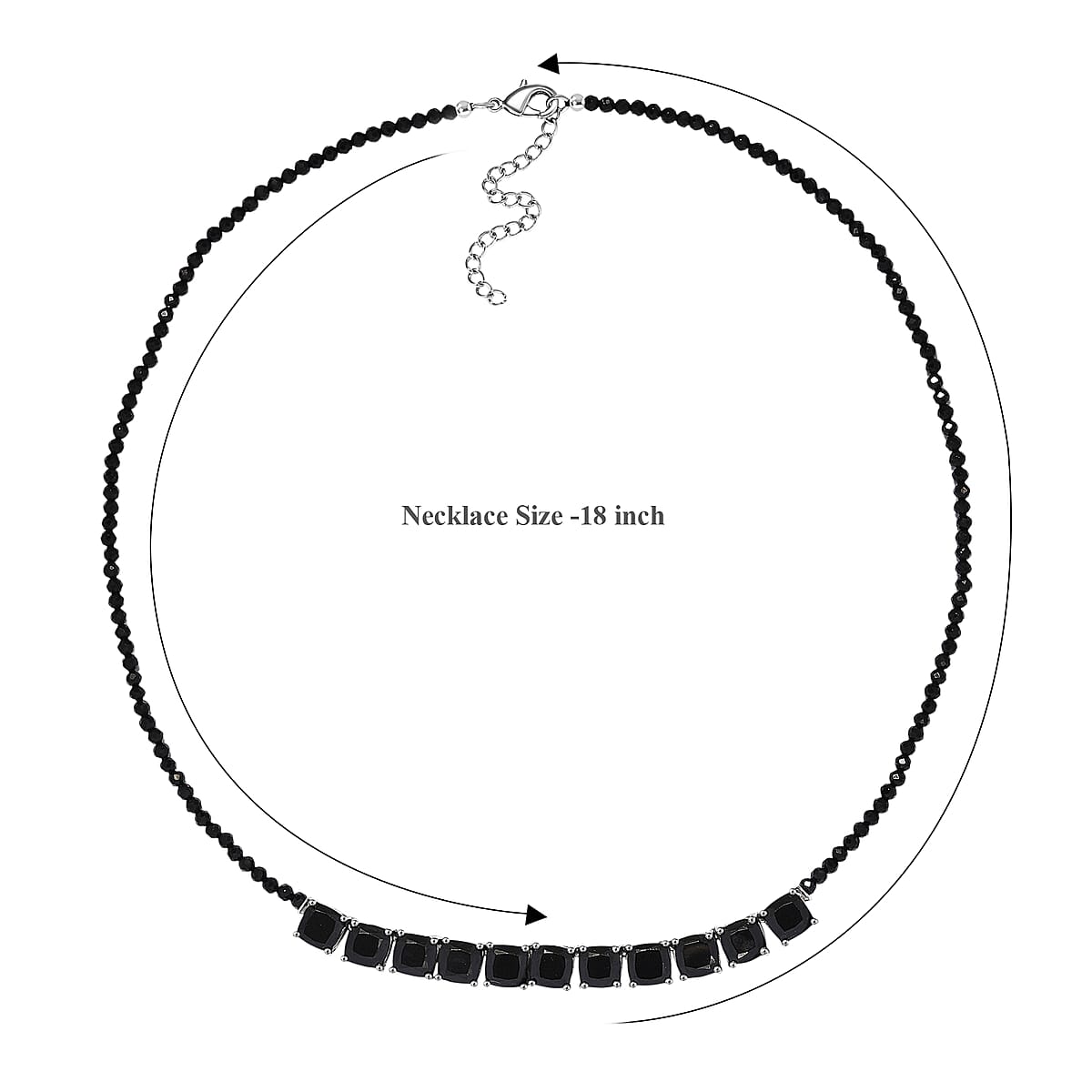 EverTrue Thai Black Spinel 50.00 ctw Royal Midnight Necklace in Platinum Bond 18-20 Inches image number 5