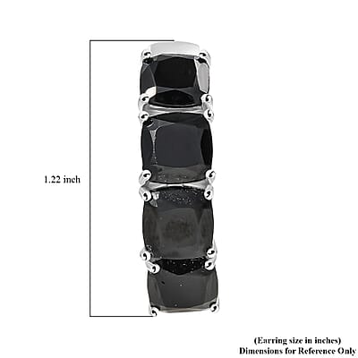 EverTrue Thai Black Spinel 29.65 ctw Royal Midnight Hoop Earrings in Platinum Bond