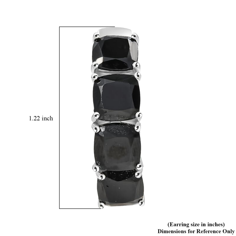 EverTrue Thai Black Spinel 29.65 ctw Royal Midnight Hoop Earrings in Platinum Bond