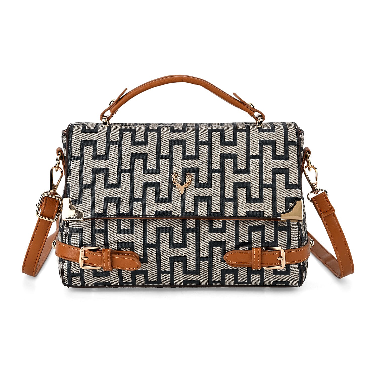 La Marey Blue Signature Print Handbag with Shoulder Strap