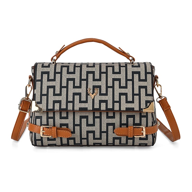 La Marey Blue Signature Print Handbag with Shoulder Strap