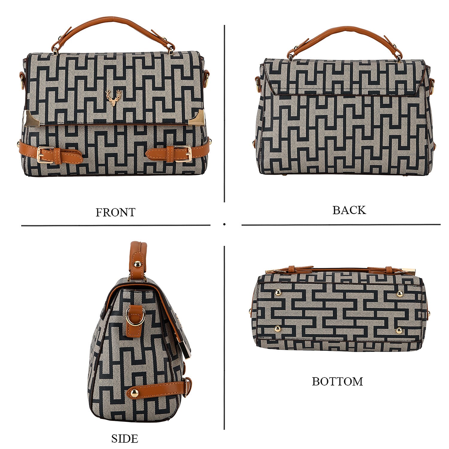 La Marey Blue Signature Print Handbag with Shoulder Strap