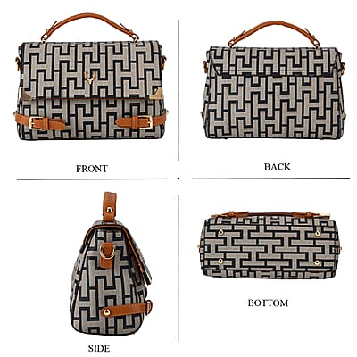 La Marey Blue Signature Print Handbag with Shoulder Strap