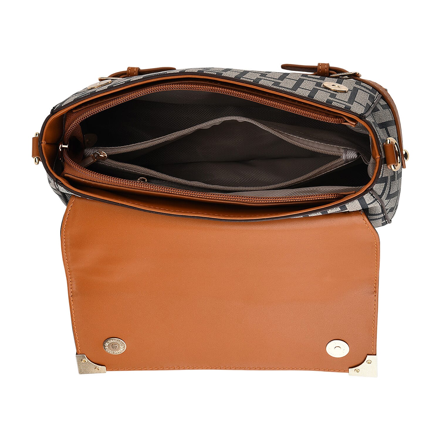 La Marey Blue Signature Print Handbag with Shoulder Strap