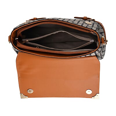 La Marey Blue Signature Print Handbag with Shoulder Strap