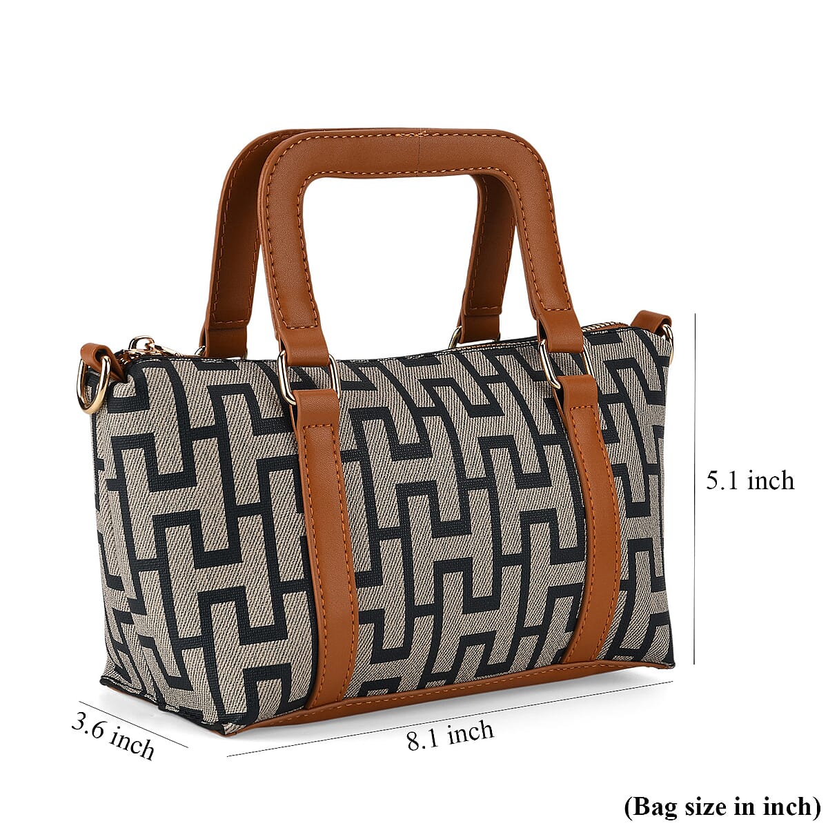 La Marey Blue Printed Letter H Tote Bag with Adjustable Shoulder Strap image number 7