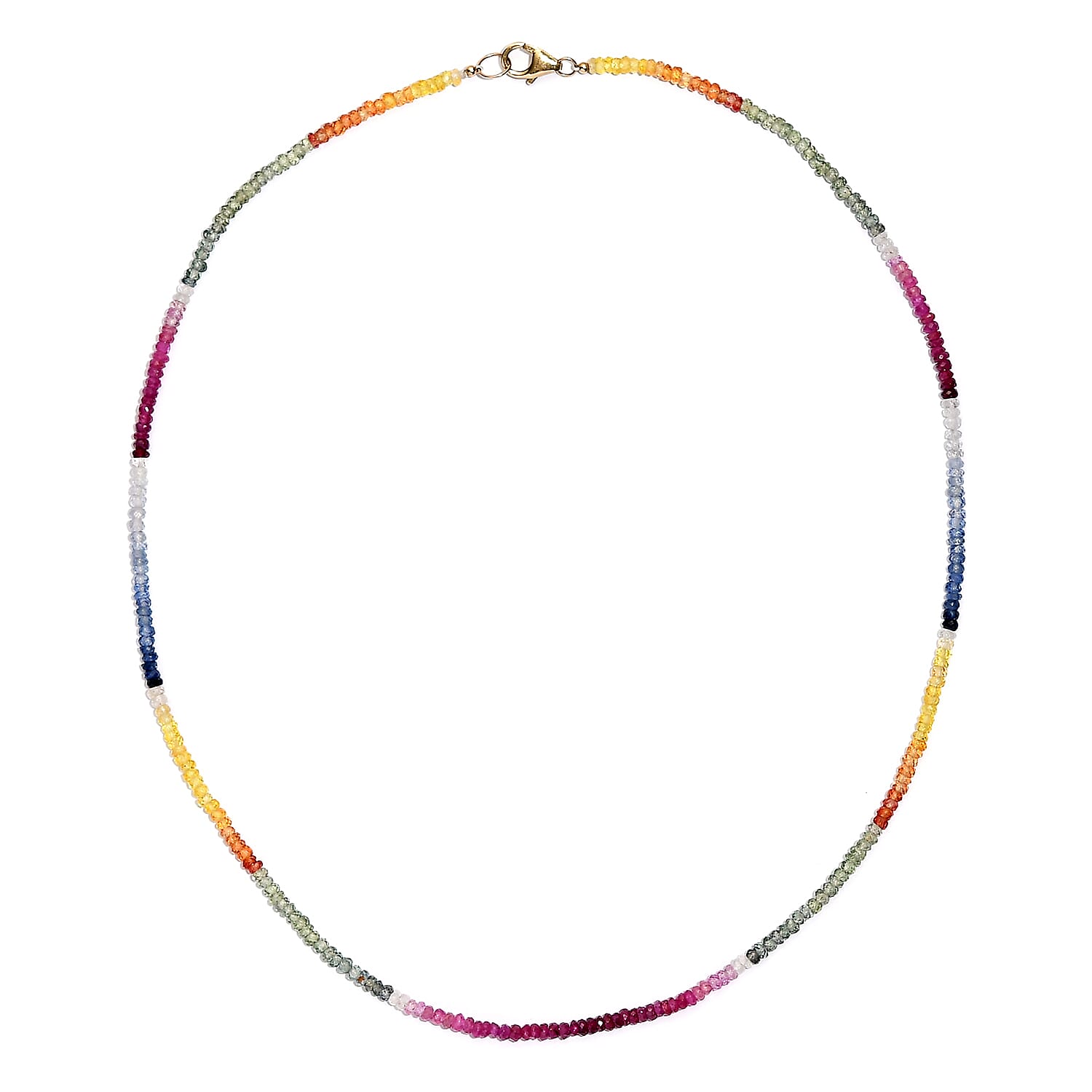 Luxoro Premium Multi Sapphire 37.00 ctw Beaded Necklace in 10K Yellow Gold (18 Inches)