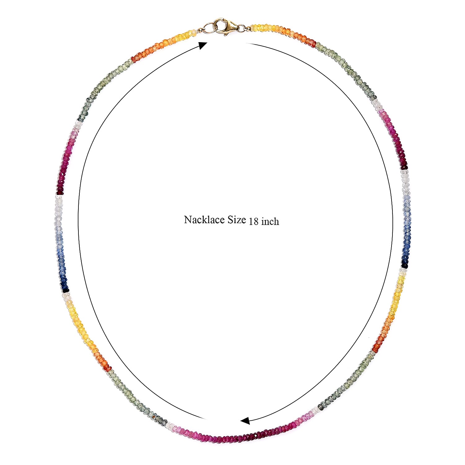 Luxoro Premium Multi Sapphire 37.00 ctw Beaded Necklace in 10K Yellow Gold (18 Inches)