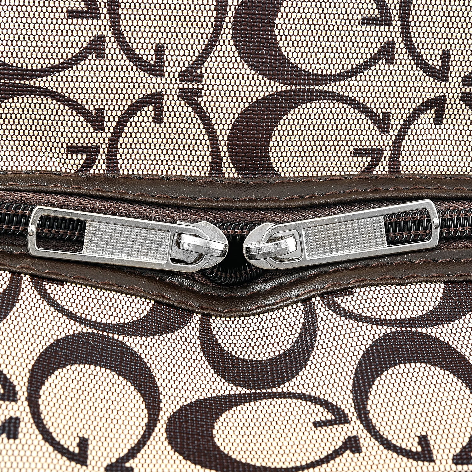 La Marey Light Khaki G Letter Pattern Faux Leather Duffel Bag