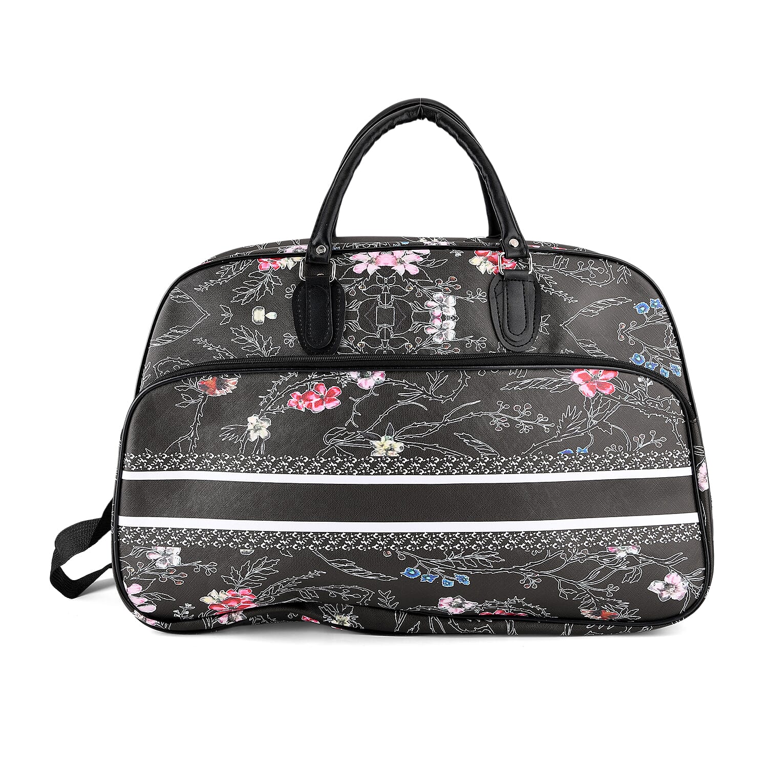 La Marey Black Faux Leather Duffel Bag