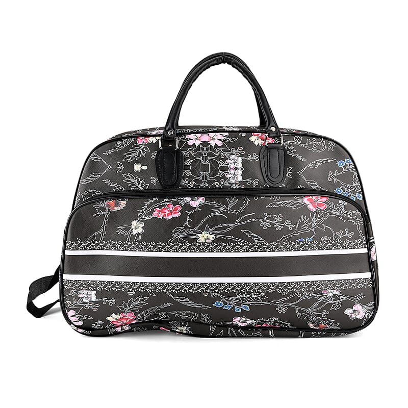 La Marey Black Faux Leather Duffel Bag