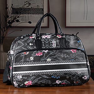 La Marey Black Faux Leather Duffel Bag