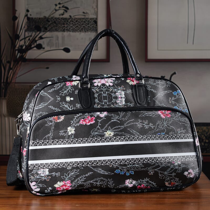 La Marey Black Faux Leather Duffel Bag